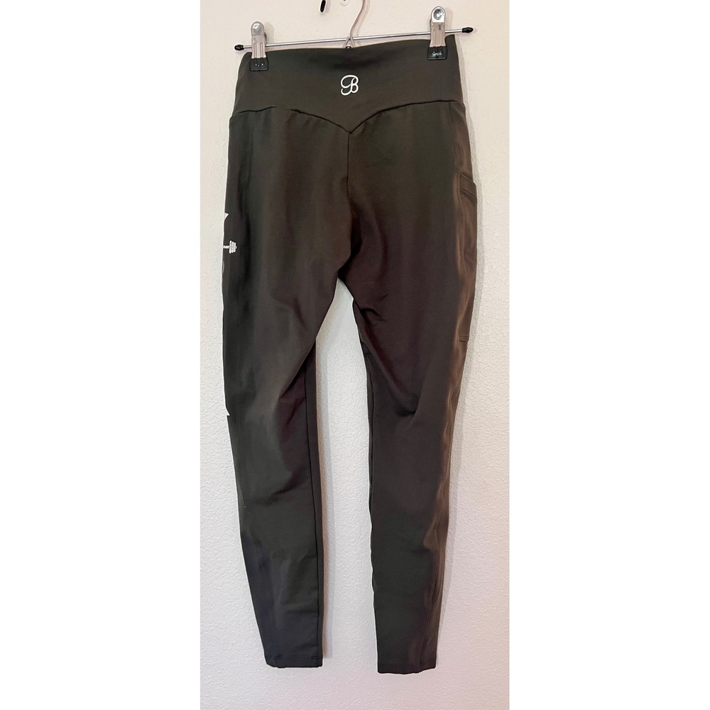 Bombshell USA Leggings Olive Green High Waist Pocket Gym Pants S - Picture 3 of 7